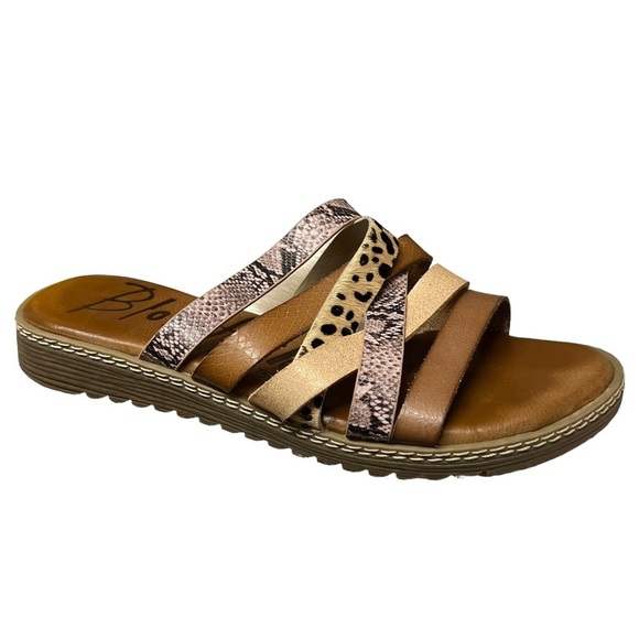 Blowfish Malibu Orrah Animal Print Strappy Leather Sandals Size 7 - Picture 1 of 8